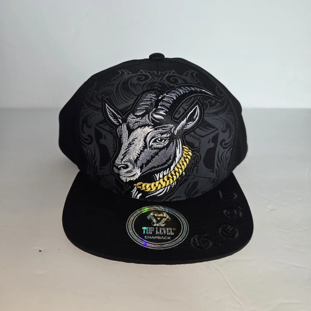 The GOAT Top Level Men's Snapback Hat One Size Black Embroidered Logo New